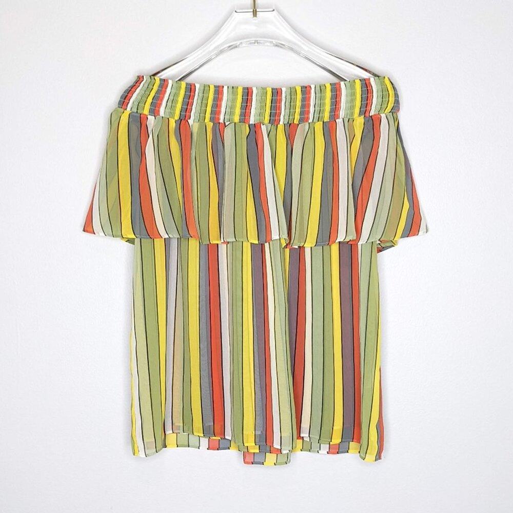 Cabi Multicolor Striped Off The Shoulder Carnival Blouse Size S